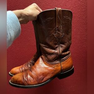 Lucchese Men’s smooth ostrich Roper boots 9D made in USA
